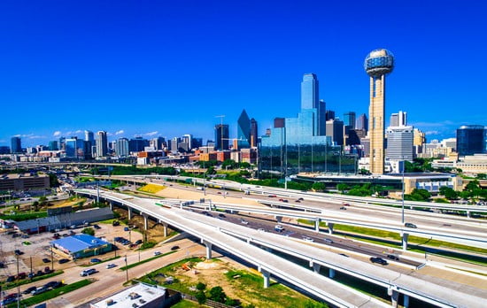 Downtown Dallas e le grandi arterie urbane