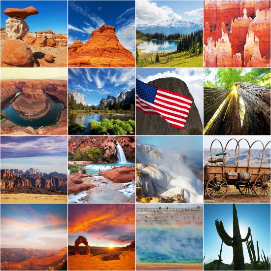 Collage Parchi Nazionali Stati Uniti