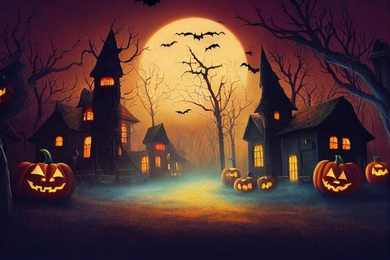 Zucca intagliata per Halloween, atmosfera autunnale