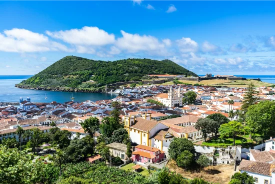 Angra do Heroismo dall'Alto da Memoria, Azzorre, Portogallo