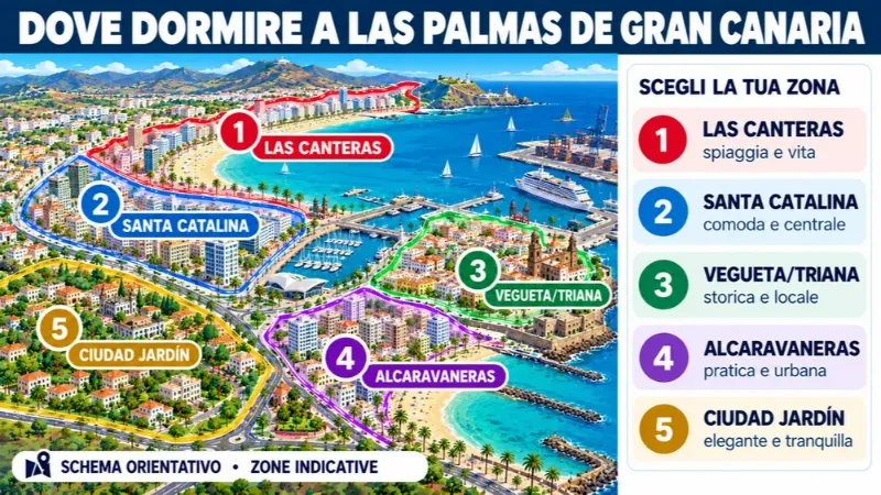 Mappa delle zone consigliate per dormire: Las Palmas de Gran Canaria