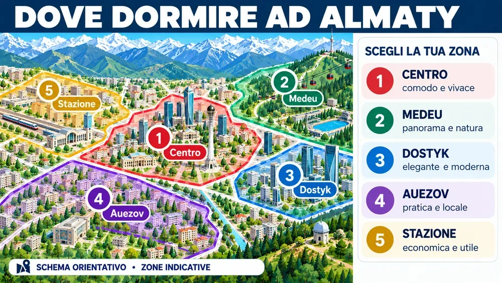 Mappa delle zone consigliate per dormire: Almaty
