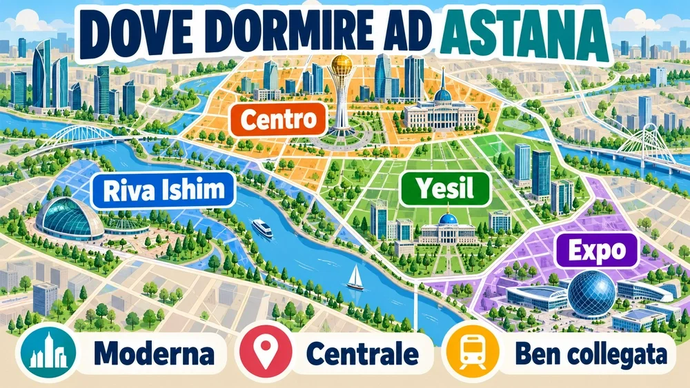 Mappa delle zone consigliate per dormire: Astana